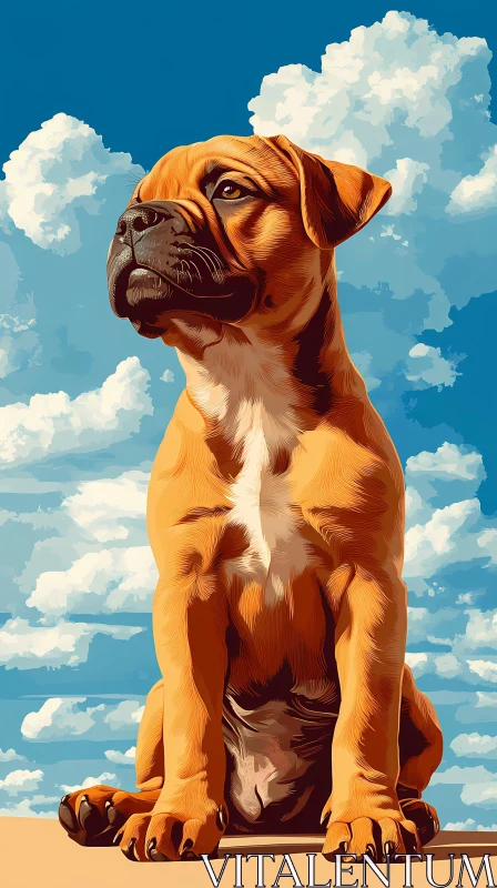 AI ART Majestic Dog Under Cloudy Sky