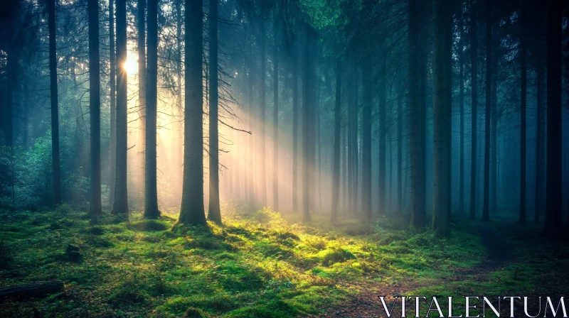 AI ART Sunlit Forest Scene