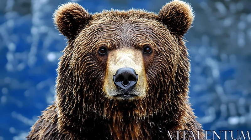 AI ART Wet Bear with Intense Gaze