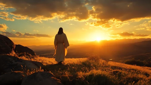 Figure on Hill at Sunset