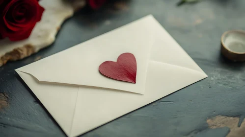 Envelope with Heart and Rose