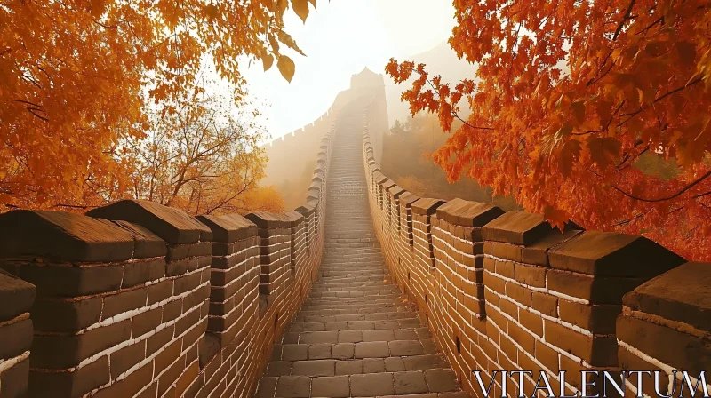 Autumnal View of the Great Wall AI Image