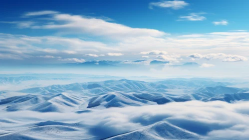 Ethereal Snow-Covered Mountain Range - Surreal 3D Landscape