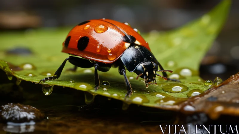 Ladybug on Leaf: A Captivating Glimpse into the Wildlife AI Image