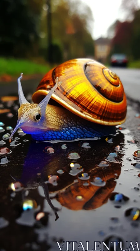 Snail's Journey in Rain: A Photo-Realistic Image AI Image