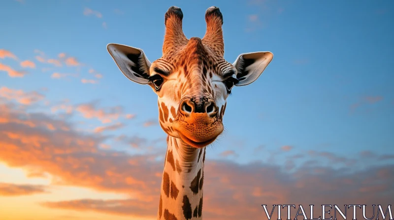 Giraffe in Sunset Glow AI Image