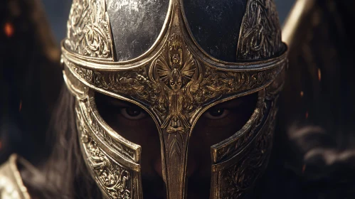 Golden Helmet Warrior Close-Up