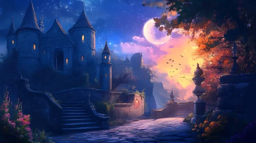 Moonlit Castle Fantasy