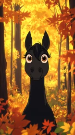 Autumn Forest Horse Illustration