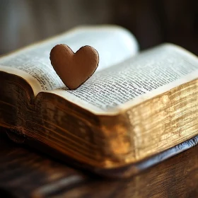 Love Story: Heart Resting on Old Book