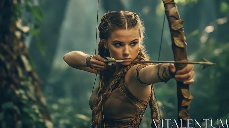 Female Archer Ready to Strike AI Image