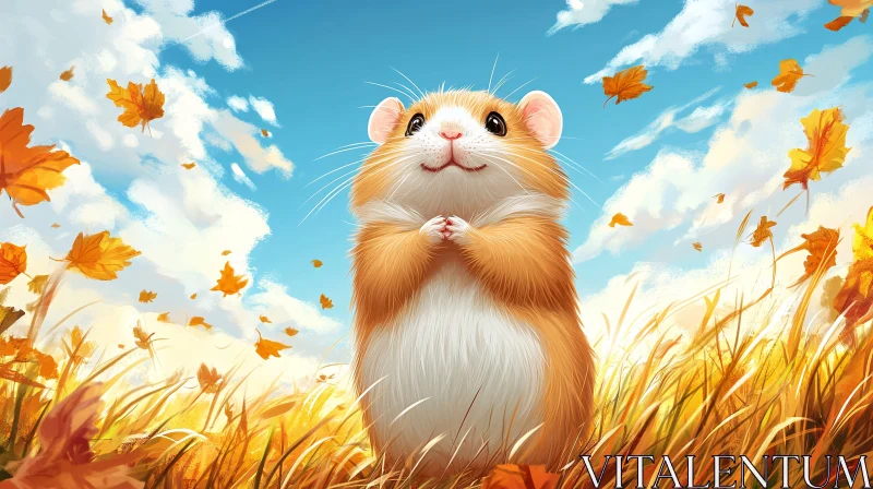 AI ART Cute Hamster in a Field of Gold