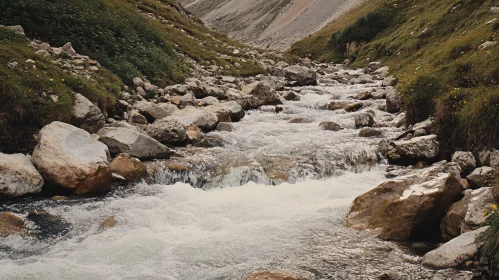 Mountain Stream With Rapids and Rocks