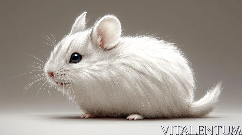 Charming White Fluffy Rodent AI Image