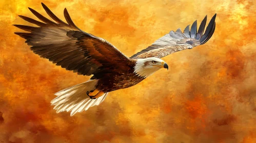 Eagle Soaring in Gold