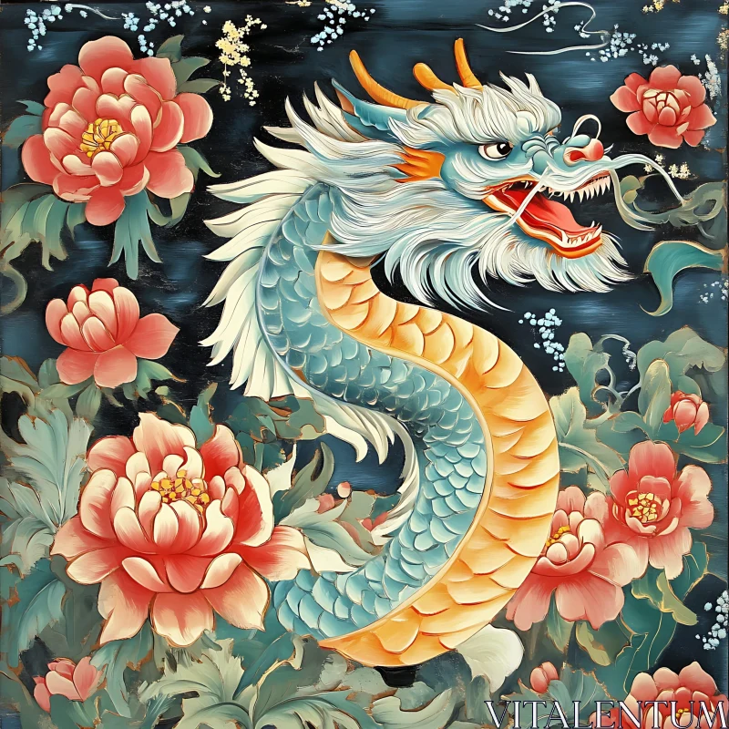 AI ART Floral Dragon Composition