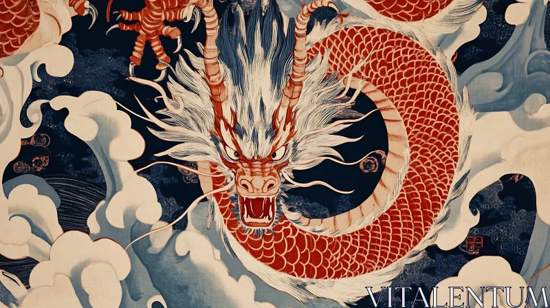 AI ART Dragon in the Clouds - Asian Art