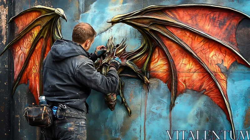 AI ART Painting Dragon Mural: Street Art Scene