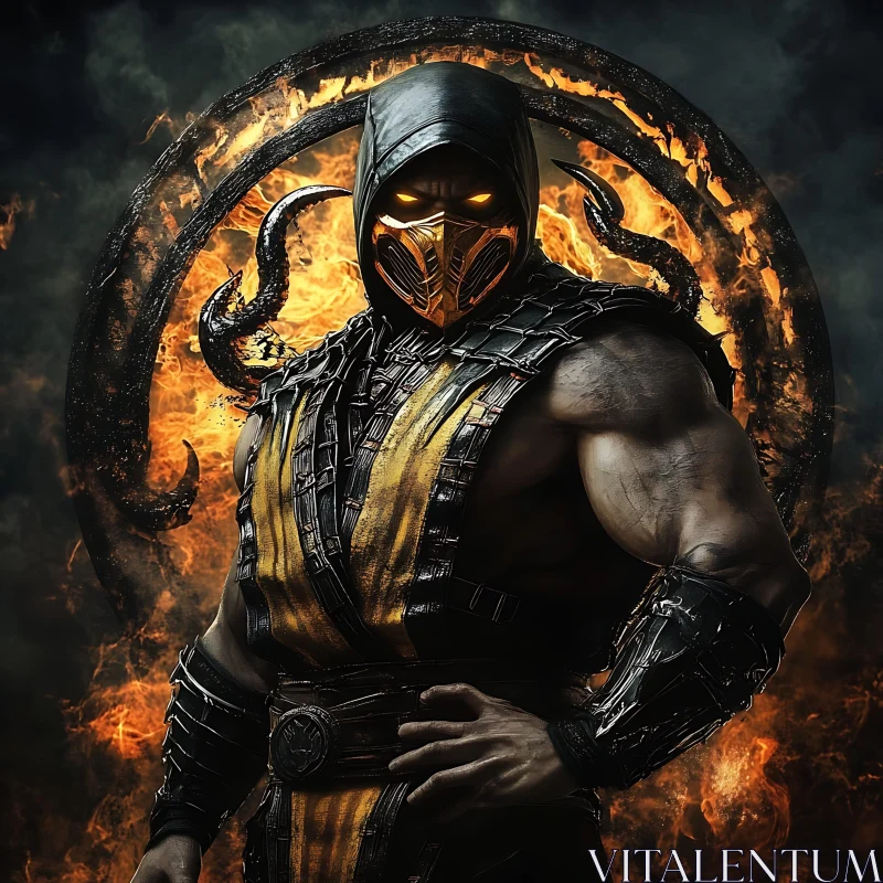 AI ART Fiery Warrior from Mortal Kombat