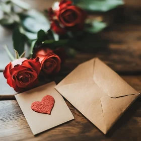 Roses, Heart, and Envelope