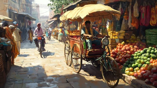 Indian City Market Scene