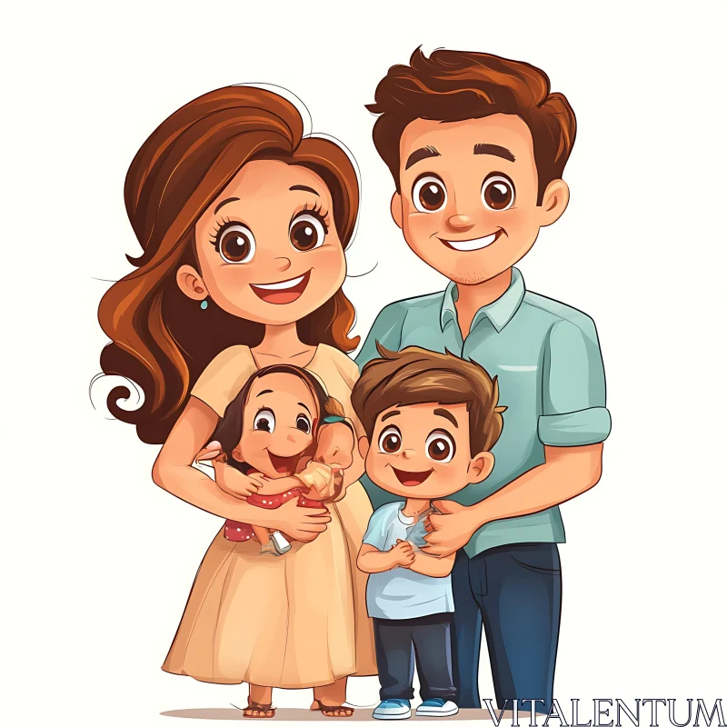 AI ART Happy Family Cartoon Style Image