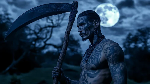 Tattooed Warrior in the Night