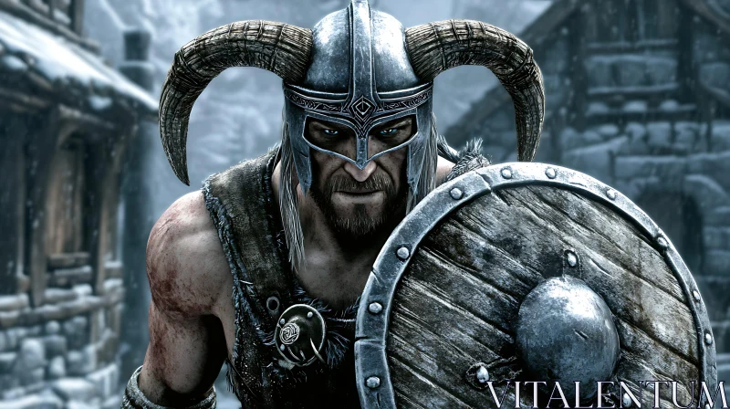 AI ART Viking Warrior Portrait with Shield