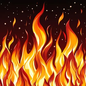 Dynamic Fire Illustration with Rising Flames