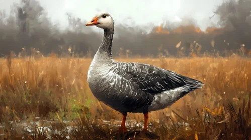 Serene Goose in Misty Terrain