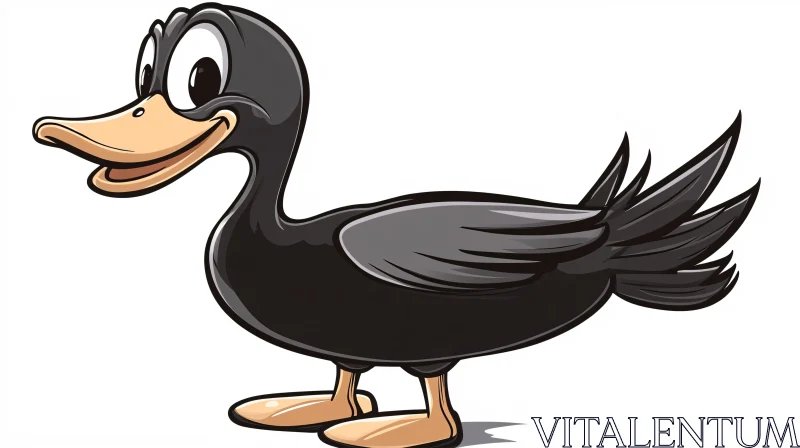 Humorous Duck Cartoon Illustration AI Image