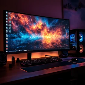 Vivid Space-Themed Desktop Setup
