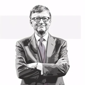 Illustration of Bill Gates in Suit