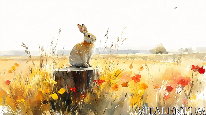 AI ART Serene Meadow Rabbit Scene