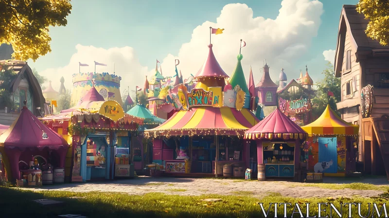 Colorful Carnival in a Fantasy Town AI Image