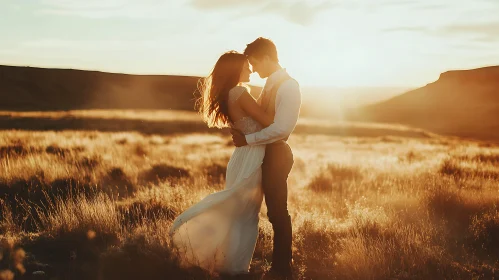 Golden Hour Love: Couple in Field