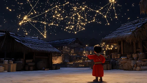 Village Starry Night Dream