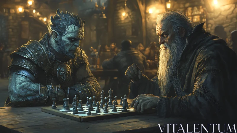 AI ART Fantasy Chess Duel in Tavern