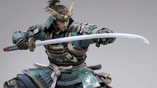 Armored Samurai Warrior Holding Katana