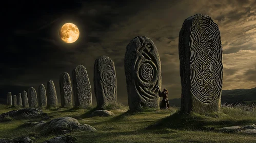 Ancient Celtic Stones at Night