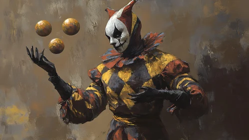 Harlequin Juggler with Golden Spheres