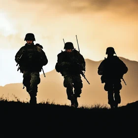 Military Troops at Sunset