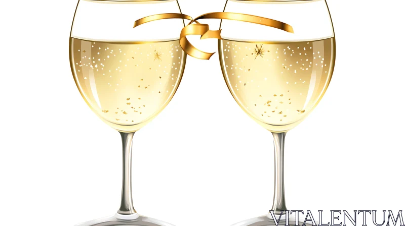 AI ART Golden Celebration with Champagne Glasses