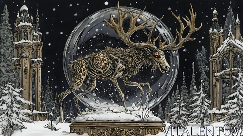 Winter Globe Deer AI Image