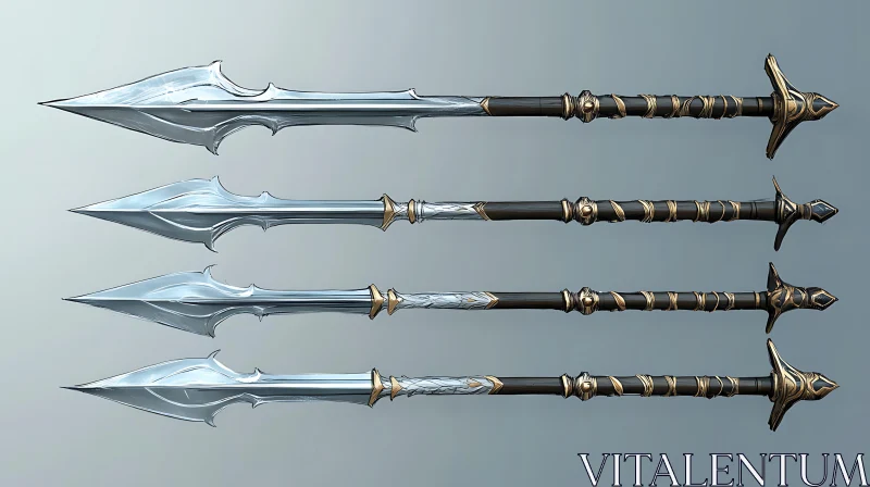 Four Spears with Silver Blades AI Image