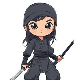 Cute Cartoon Ninja Character Art