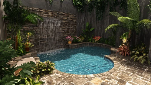 Tranquil Garden with Waterfall Feature