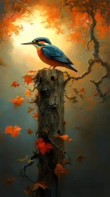 Autumn Bird in Sunlight