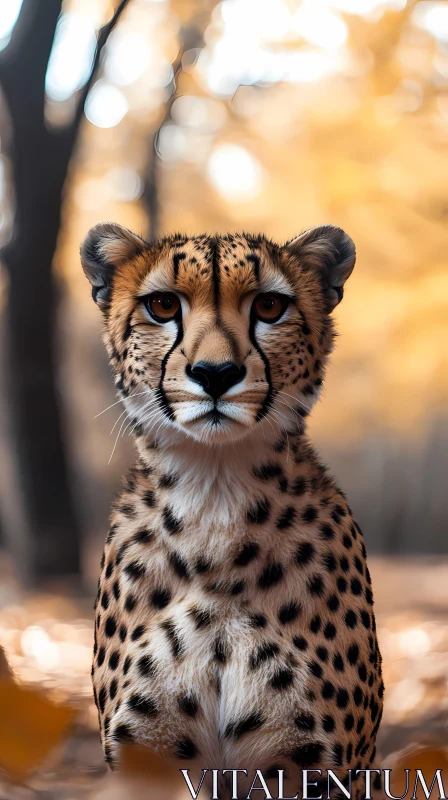 Cheetah's Elegance in Golden Woods AI Image