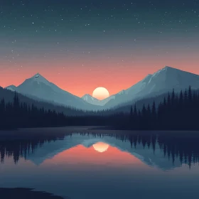 Serene Mountain Lake at Sunset